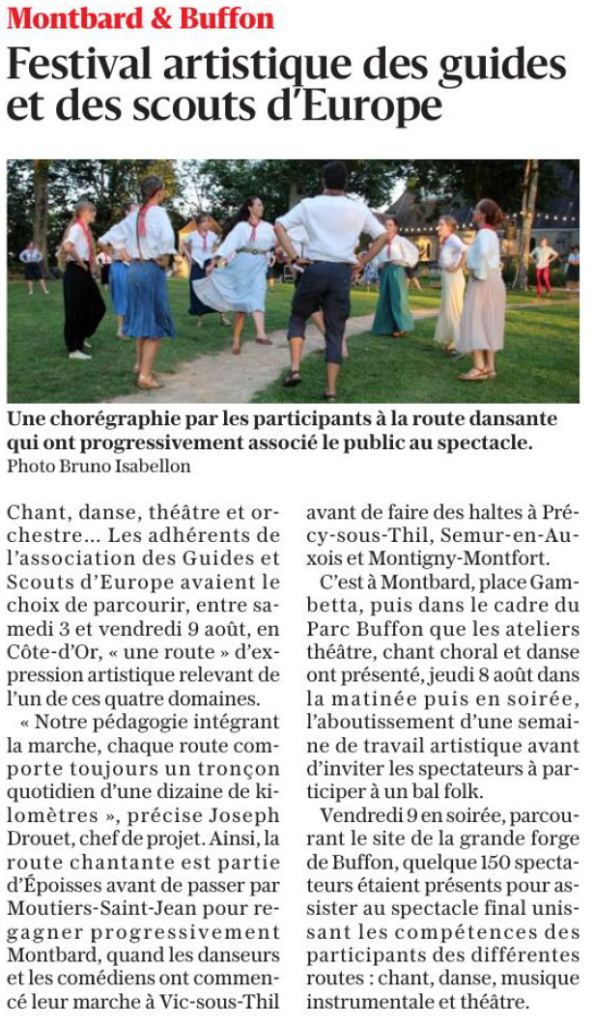 montbard le festival artistique des scouts d’europe